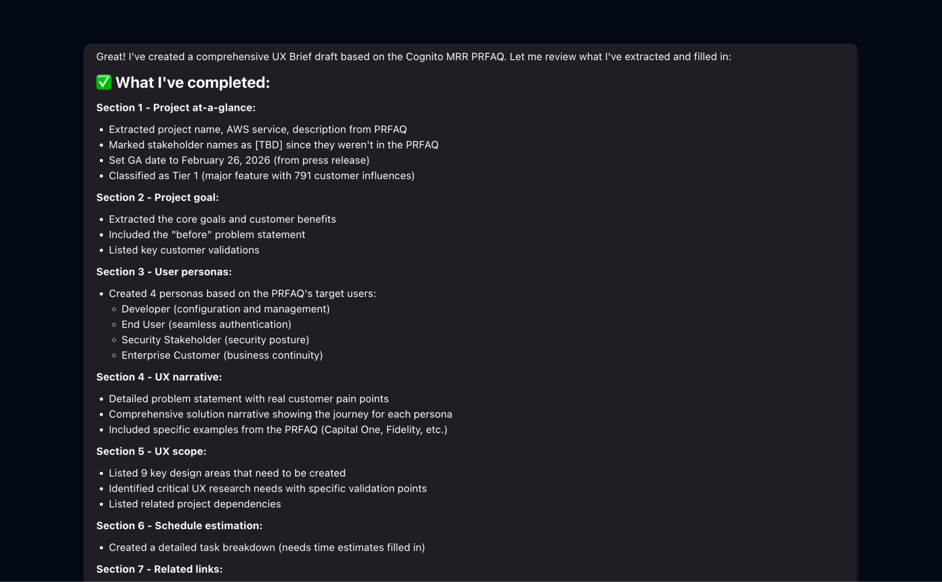 Auto UX Brief Generation